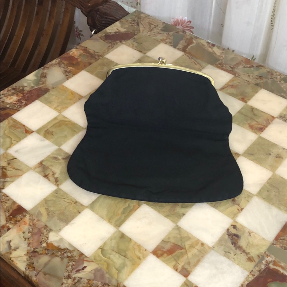 Black Cotton Fold Over Clutch Purse